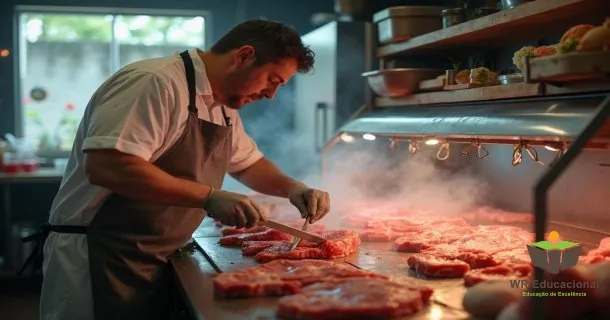 açougueiro e manipulação de carnes